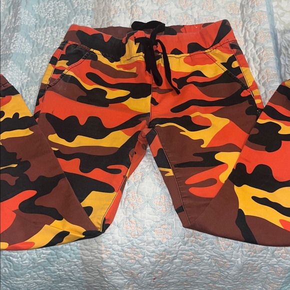 VIP Pants - VIP Red, Yellow & Brown Camo Track Joggers